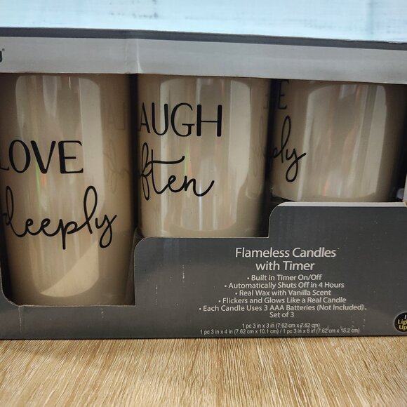 True Living Flameless Candles With Timer Set of 3 Decorative - Picture 1 of 5